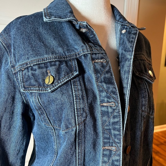 Jones New York Womens Medium Indigo Denim Button Jacket Fall Trends - Picture 2 of 10